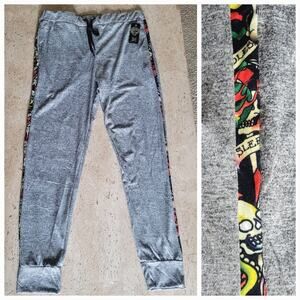 Ed Hardy‎ Mens Size Large Gray Sleepwear Lounge Joggers Pants Skulls Dragons NWT